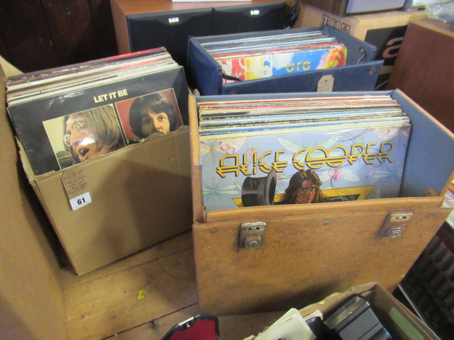 CASE AND A BOX OF LP RECORDS INCLUDING ALICE COOPER AND THE BEATLES Image