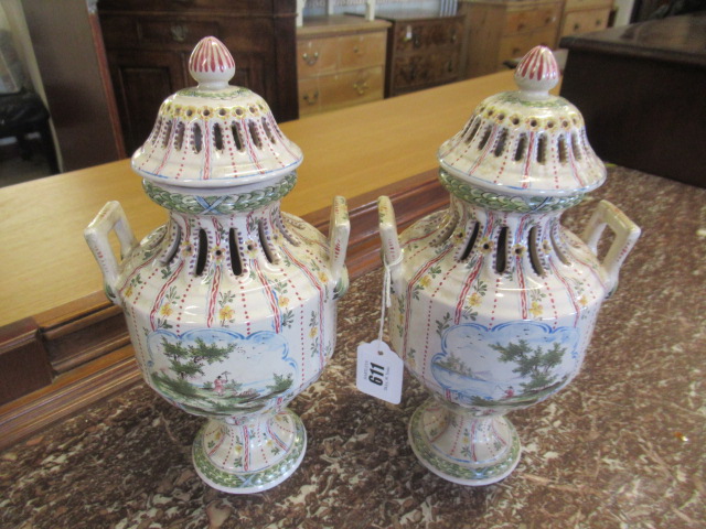 FRENCH FAIENCE URNS AND COVERS Image