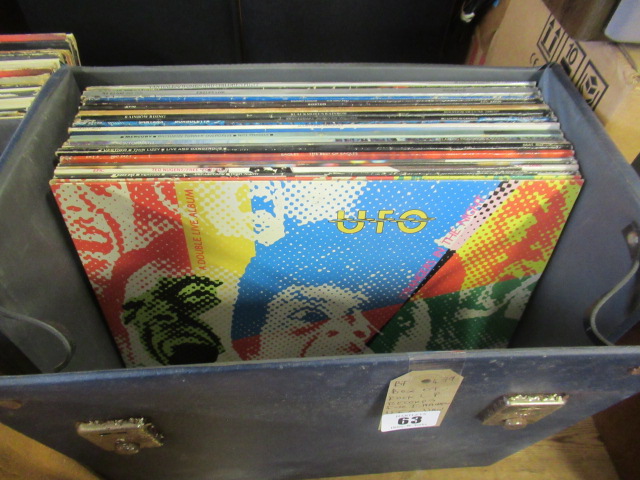 BOX OF ROCK LP RECORDS INCLUDING IRON MAIDEN, UFO, VAN HALEN AND RAINBOW Image