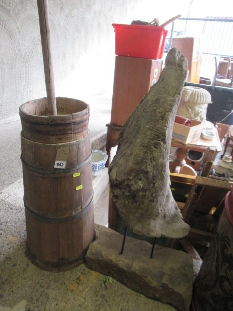GARDEN ORNAMENT AND BUTTER CHURN Image