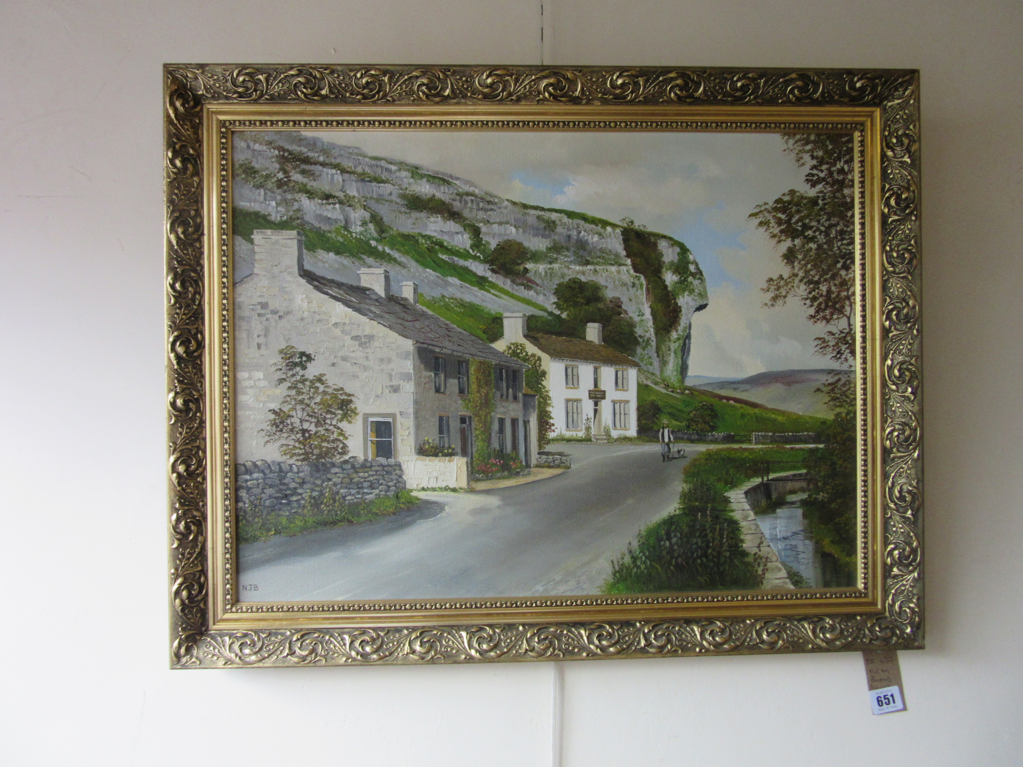 OIL ON BOARD OF KILNSEY CRAG SIGNED N J B Image