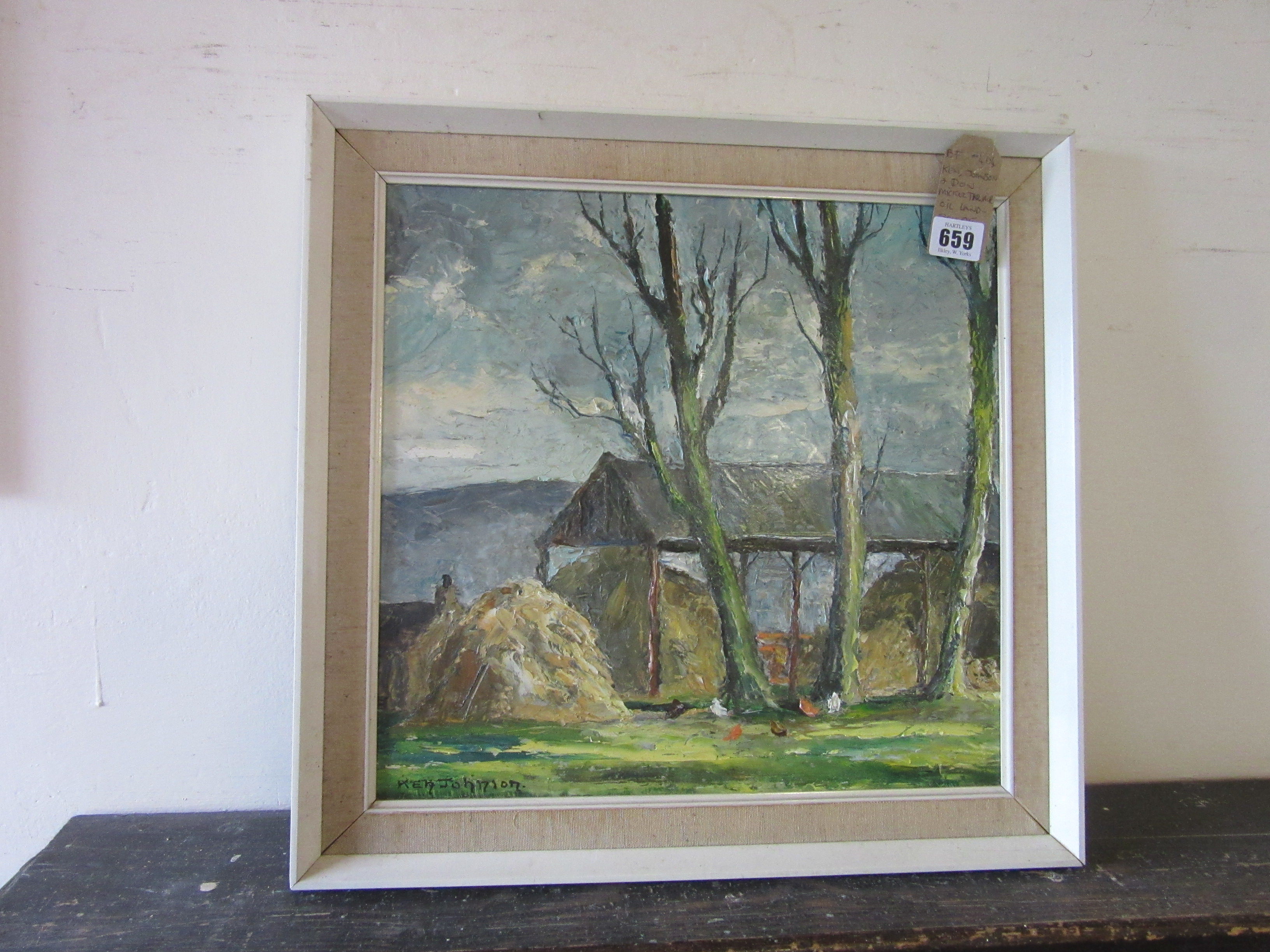 KEN JOHNSON FARMYARD SCENE SIGNED OIL Image