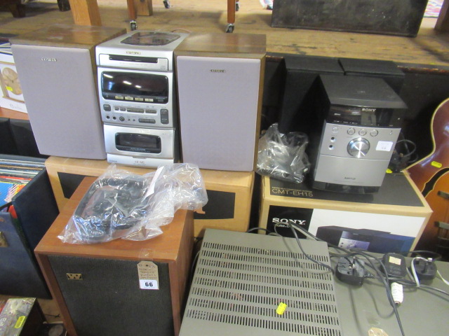 AIWA AND SONY CD PLAYERS WITH WHARFEDALE SPEAKER Image