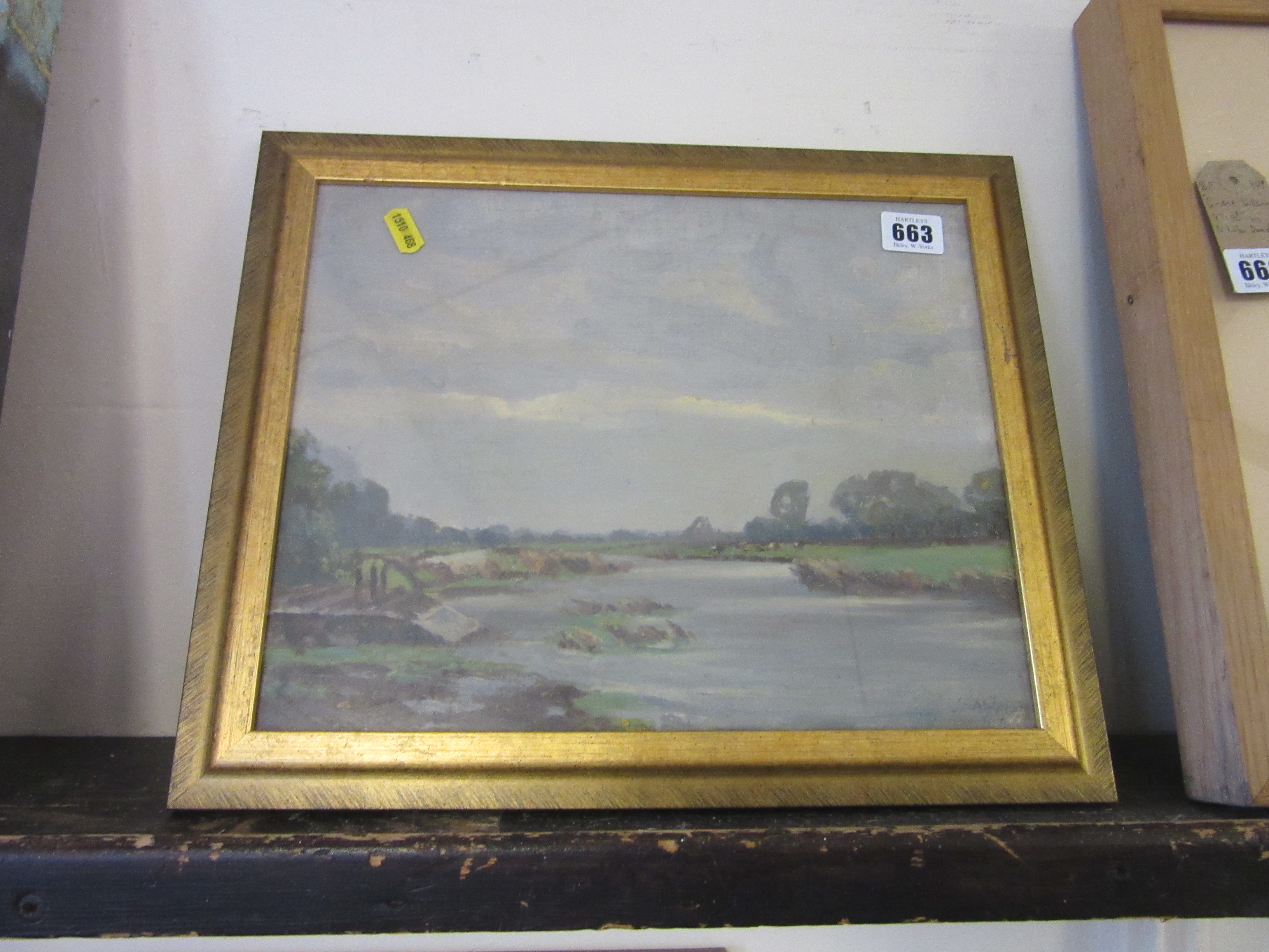 J E KEY, RIVER SCENE, OIL ON BOARD Image