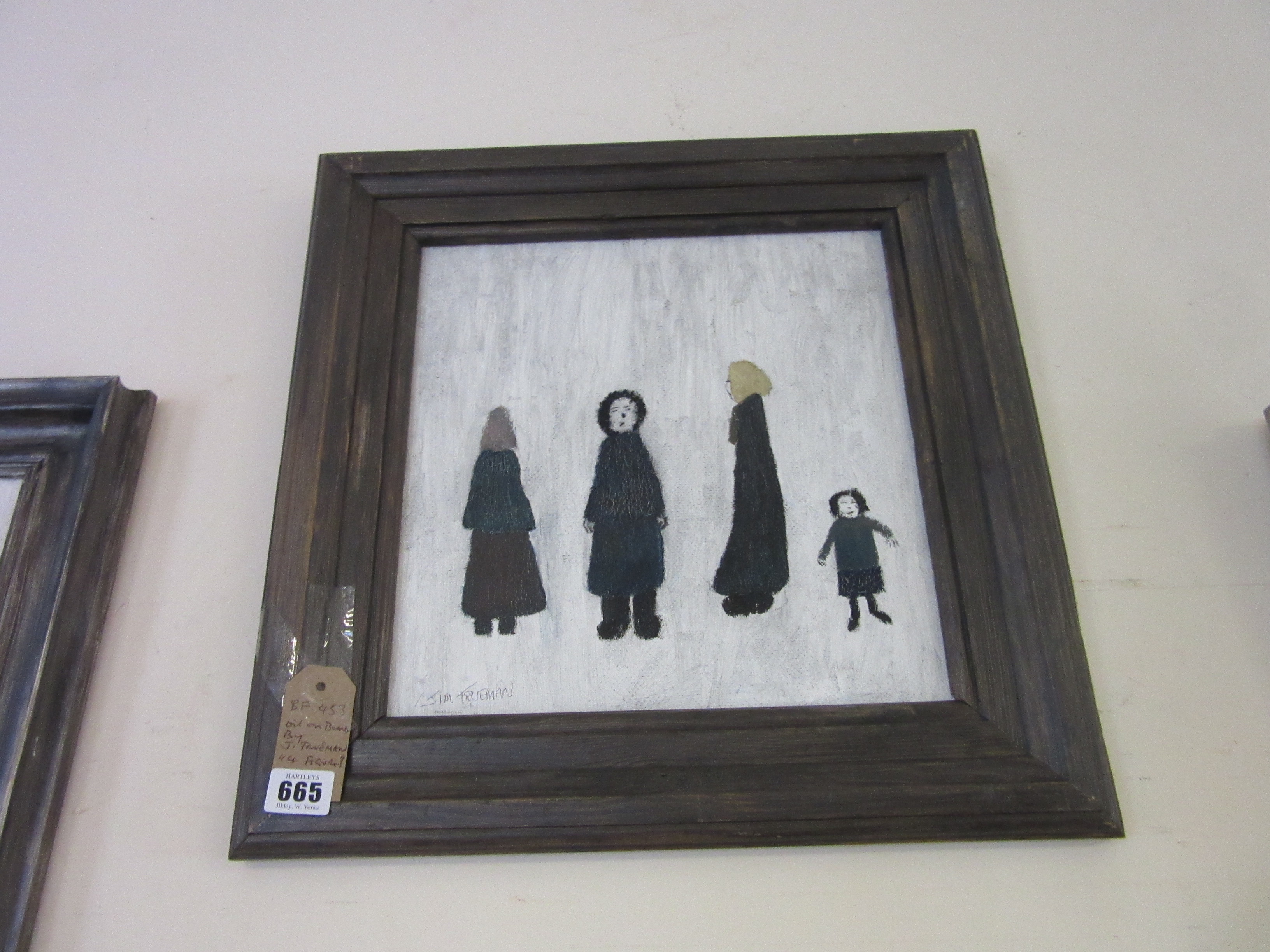 OIL ON BOARD TITLED FOUR FIGURES BY J TRUEMAN Image