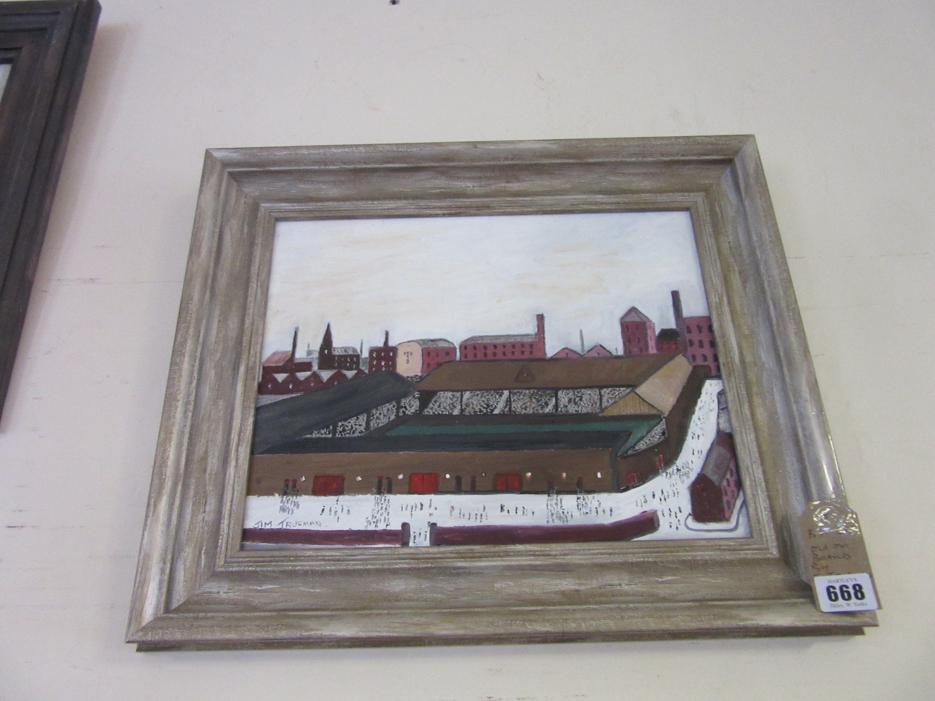 OIL ON BOARD TITLED MATCH DAY BY J TRUEMAN Image