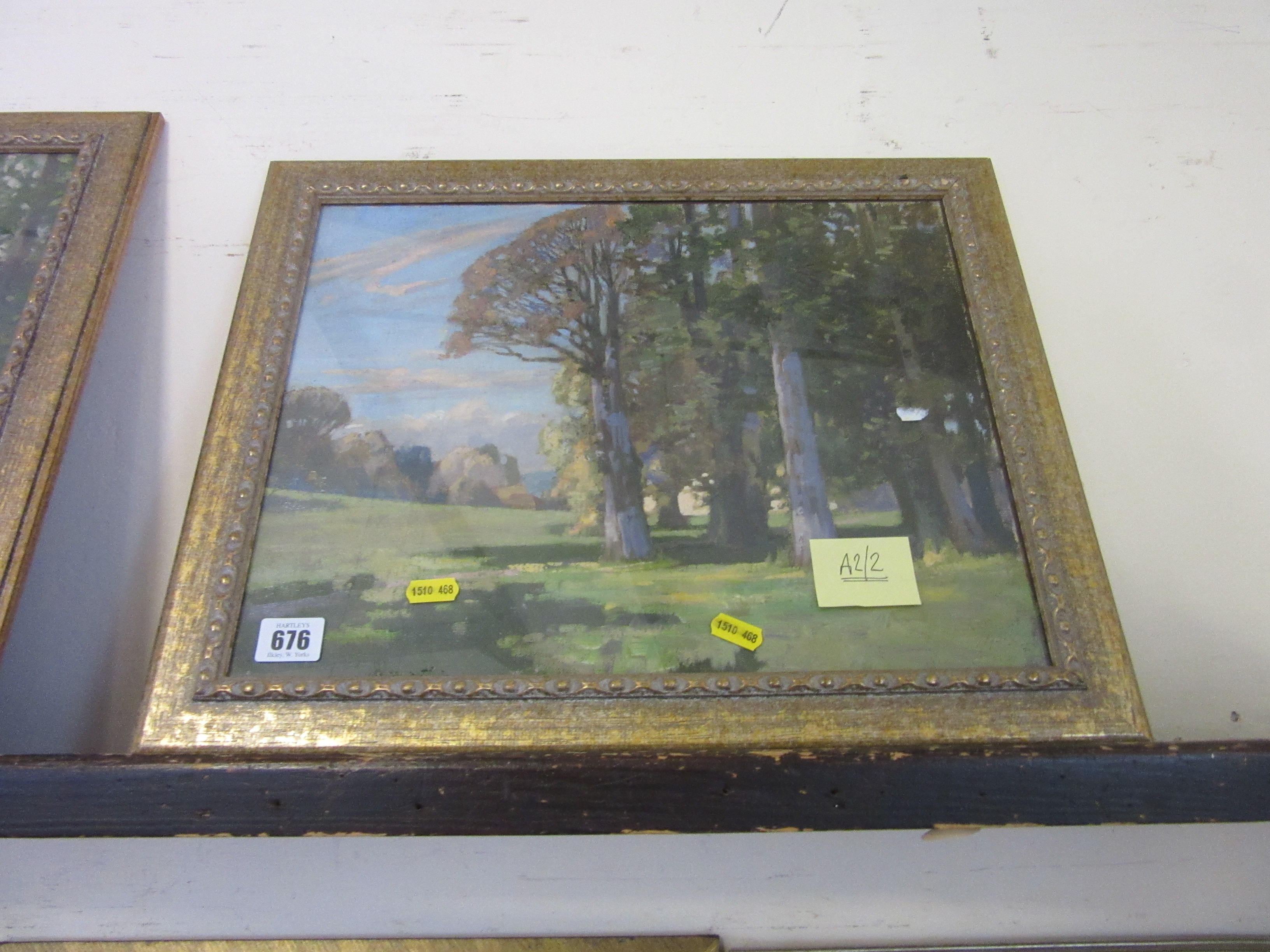 J.E. KEY, SUNLIT WOODLAND SCENE SIGNED LOWER RIGHT OIL ON BOARD Image