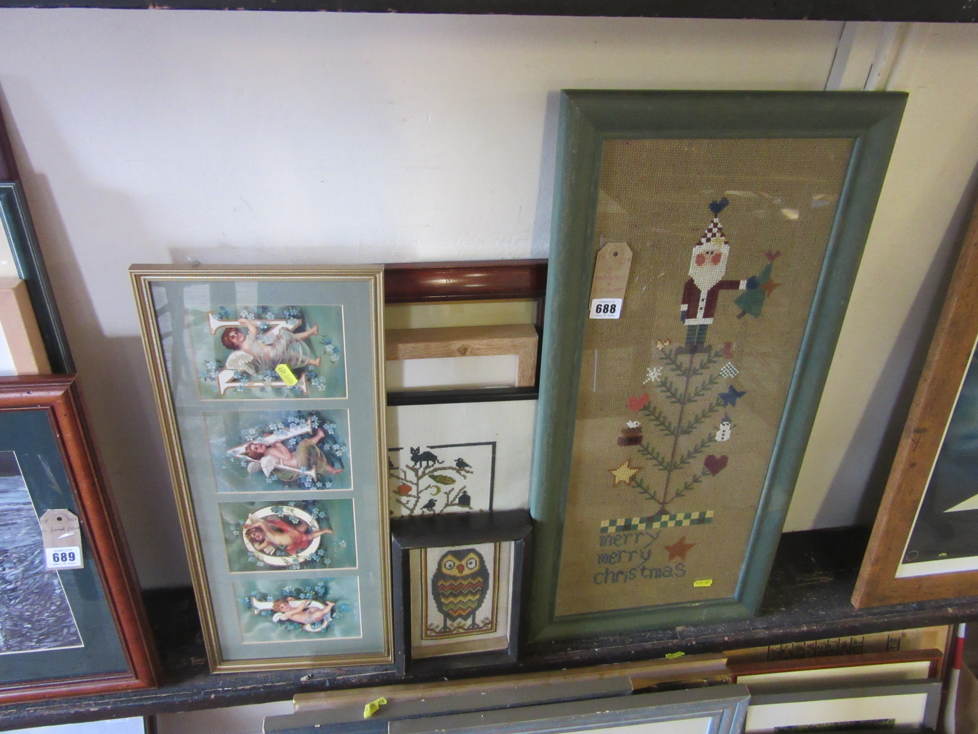 FOUR EMBROIDERY PICTURES AND TWO OTHERS Image