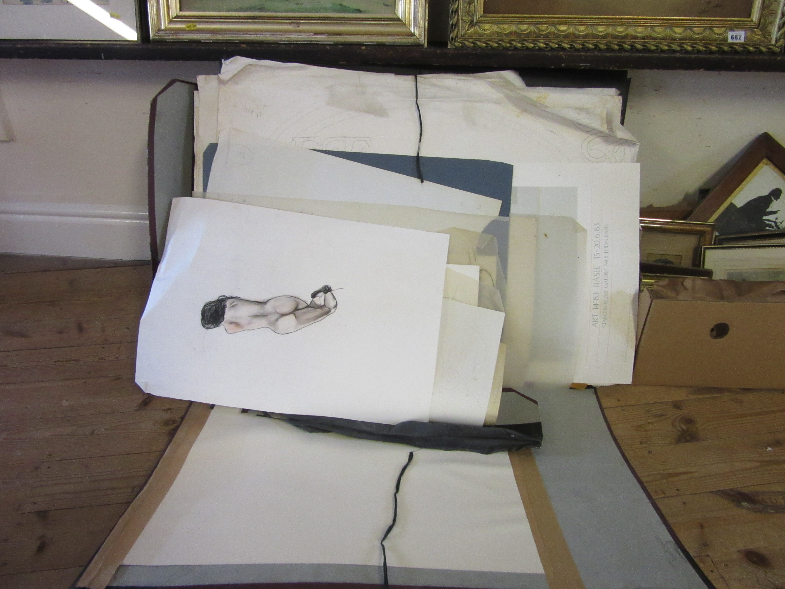 LARGE FOLDER OF SKETCHES AND PAINTINGS ETC Image
