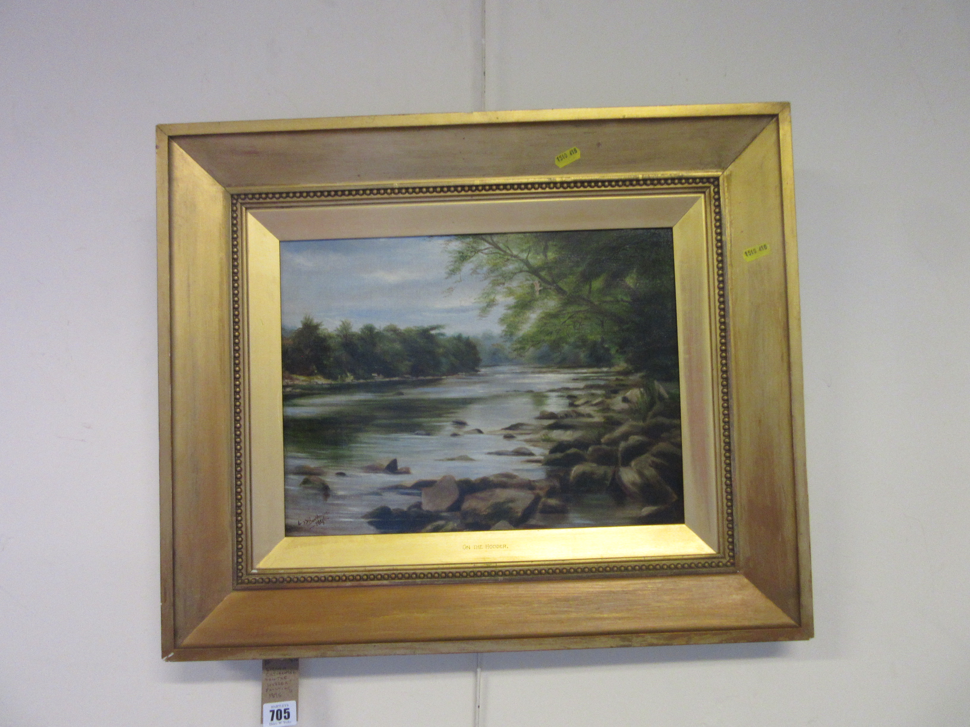 SIGNED GILT FRAMED PAINTING TITLED 'ON THE HODDER' 1896 Image