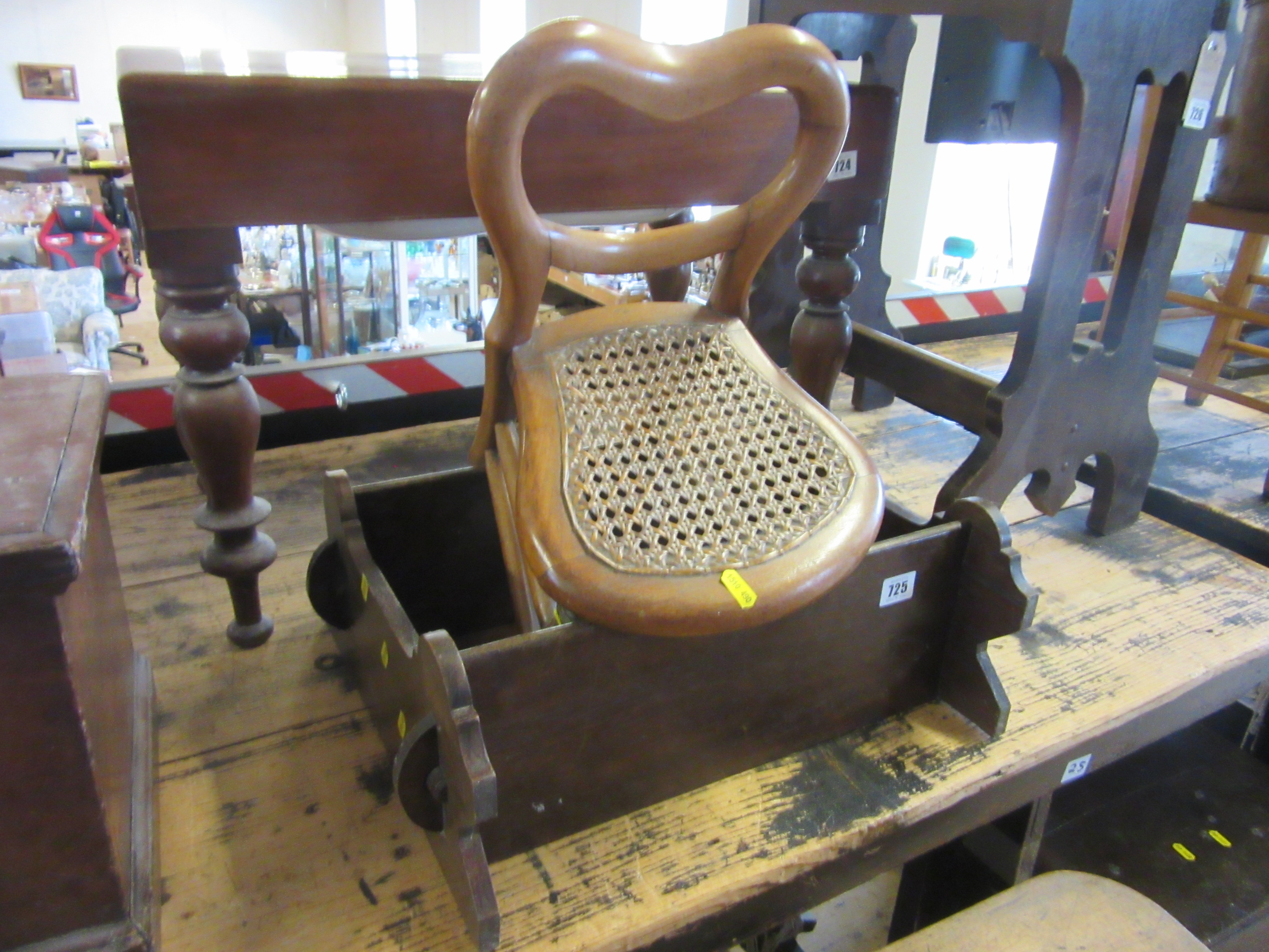 MINIATURE RATTAN SEATED CHAIR AND WALL SHELF Image