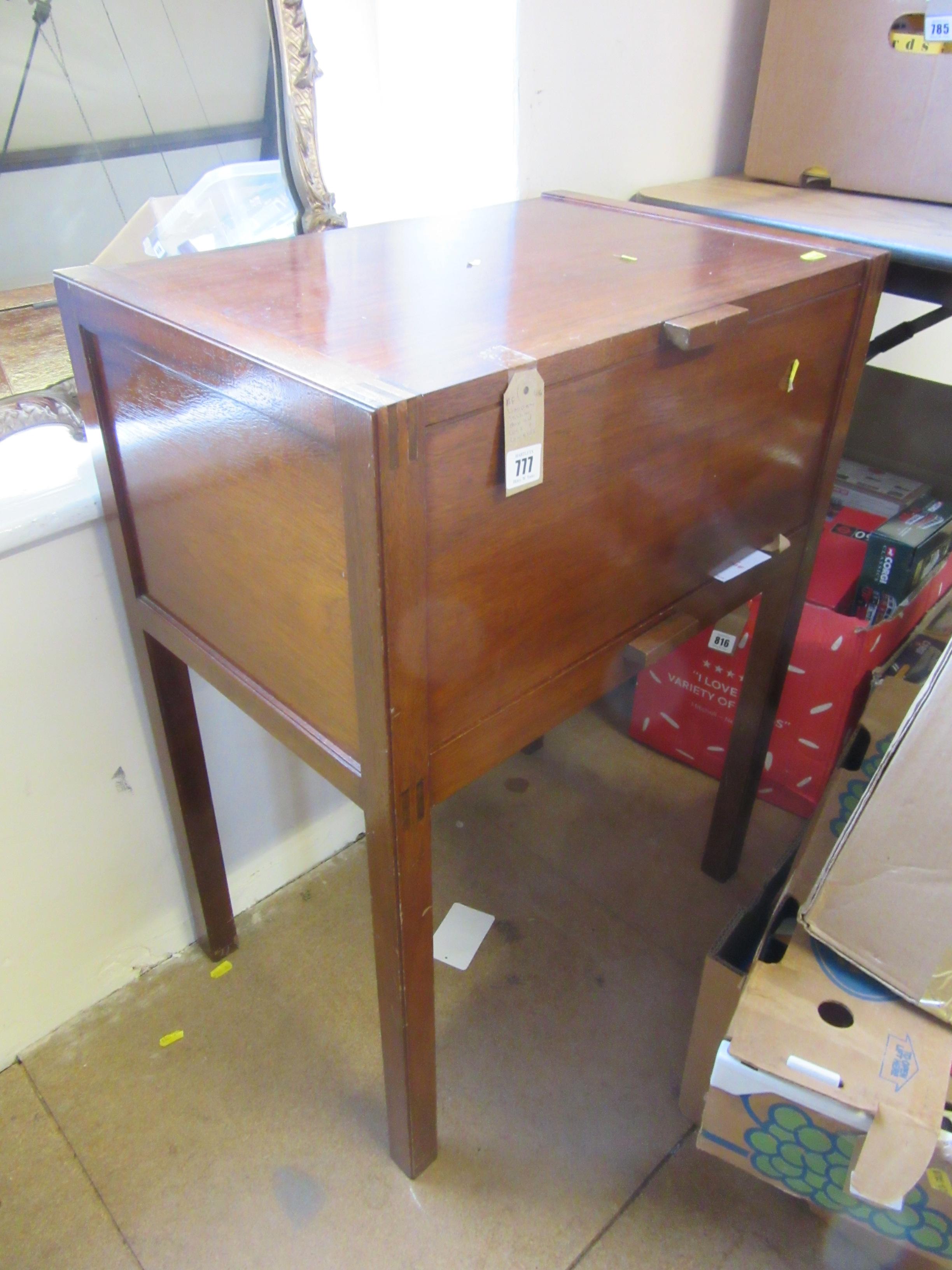 WOODEN SEWING BOX AND CONTENTS Image