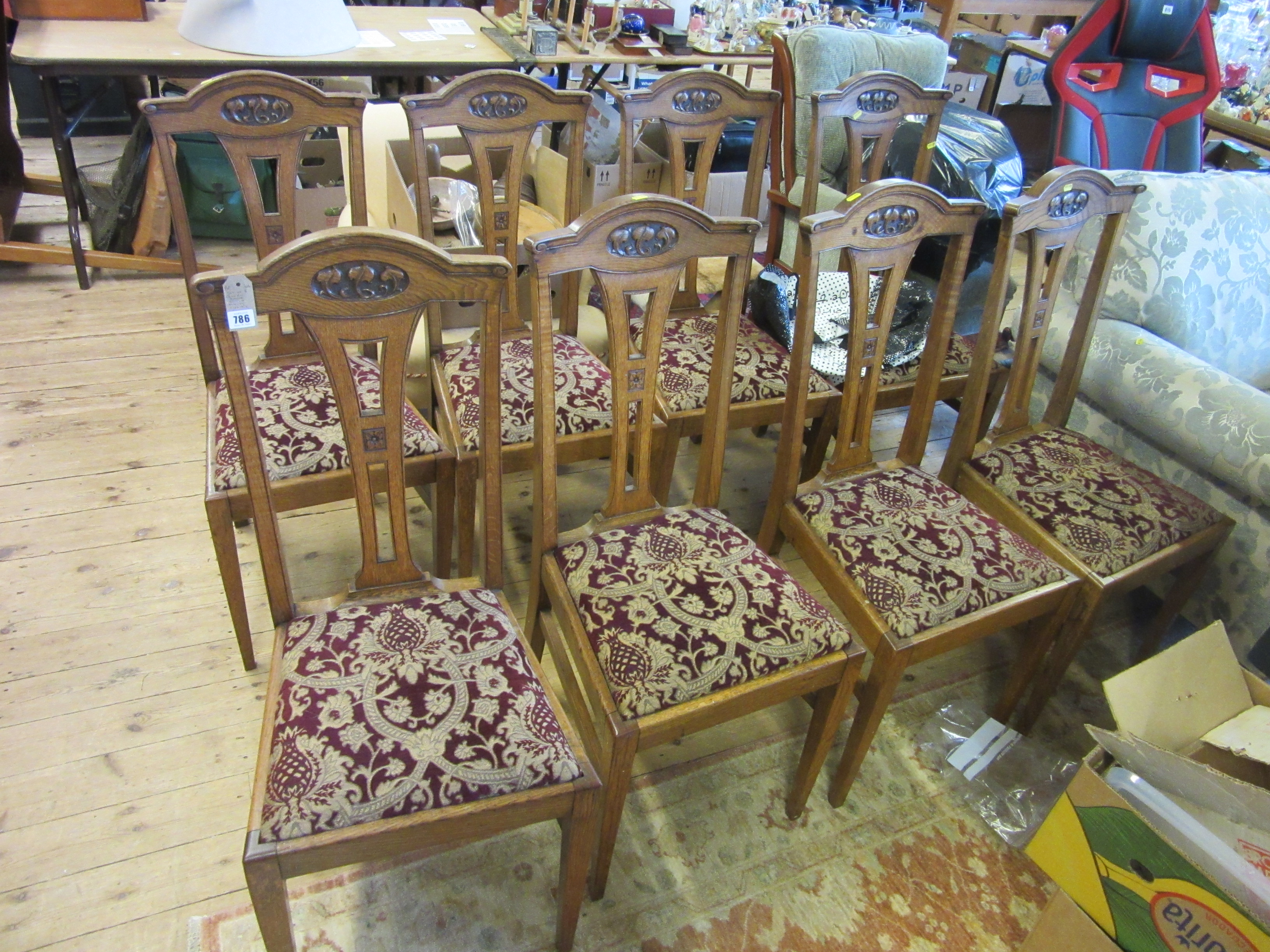SET OF EIGHT ARTS AND CRAFTS STYLE DINING CHAIRS Image