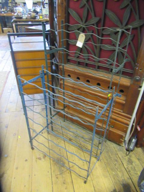 TWO FRENCH VINTAGE FOLDING METAL WINE RACKS Image