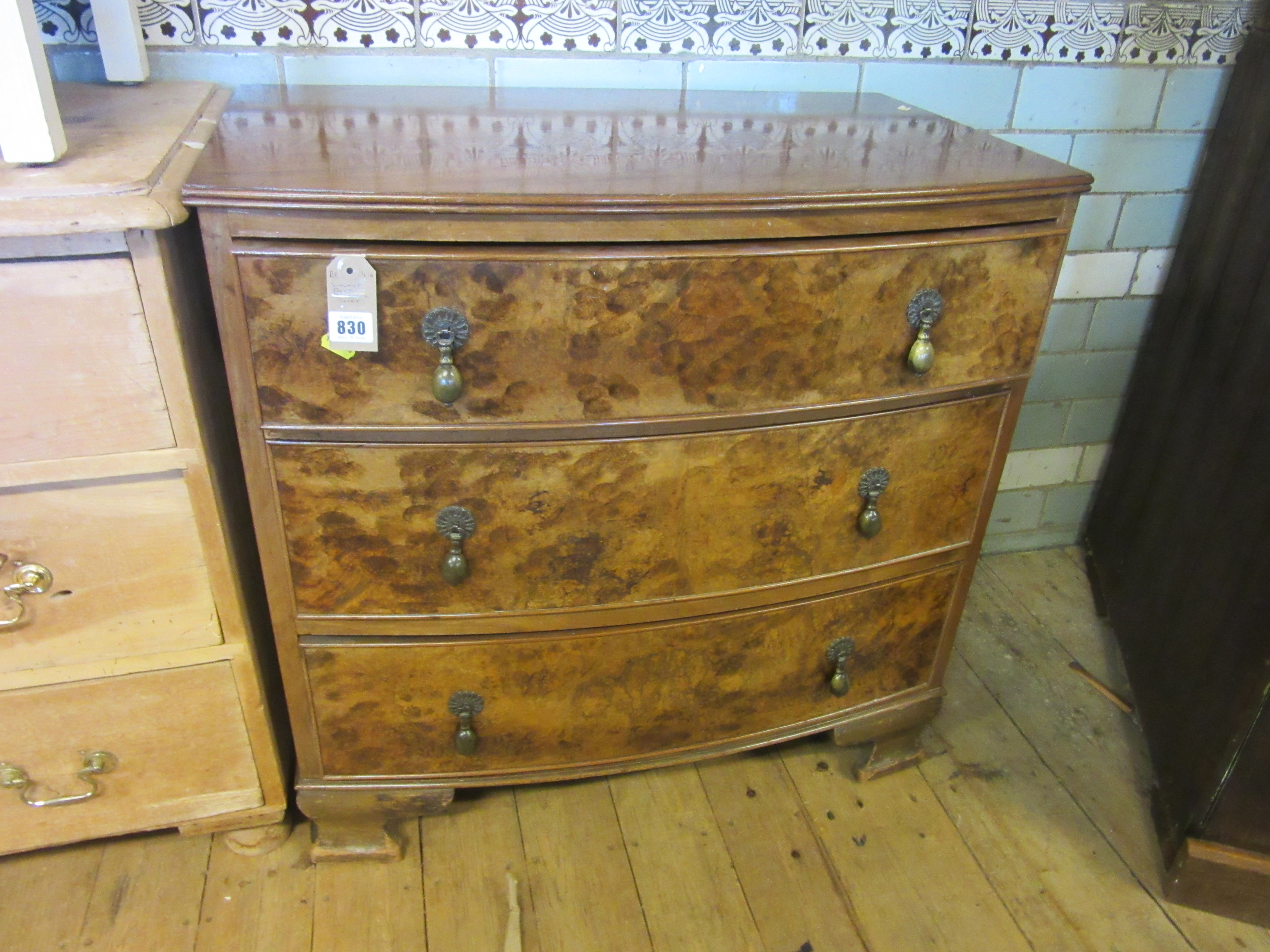 BURR WALNUT THREE DRAWER CHEST Image