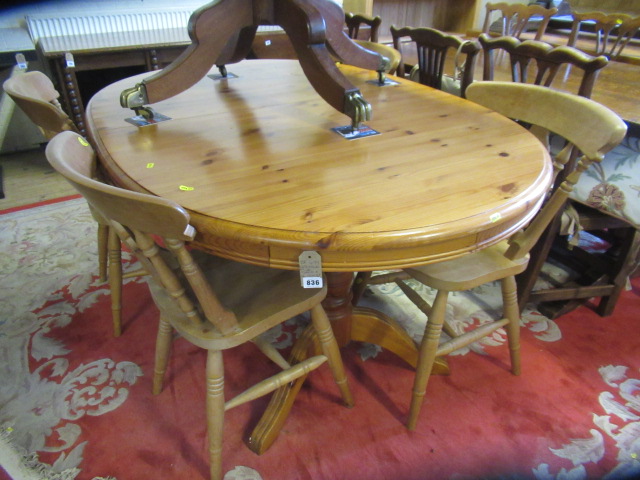 EXTENDING PINE TABLE AND FOUR CHAIRS Image