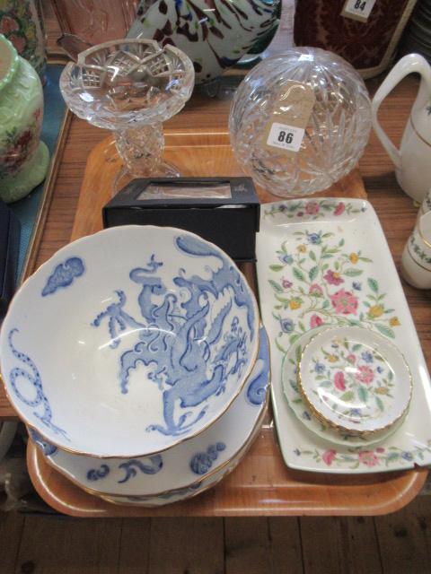 TRAY OF GLASS AND CERAMICS INCLUDING ROYAL WORCESTER AND MINTON Image