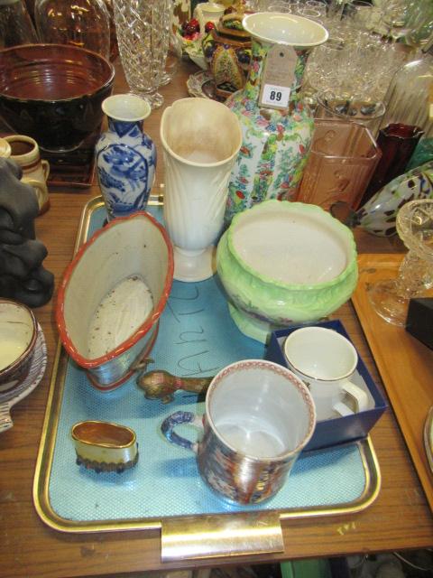 TRAY OF CERAMICS INCLUDING MEISSEN, SPODE AND ORIENTAL ITEMS Image