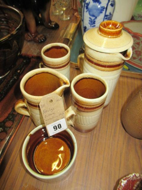 NEWLYN POTTERY MEDALLION STYLE FIVE PIECE COFFEE SET Image