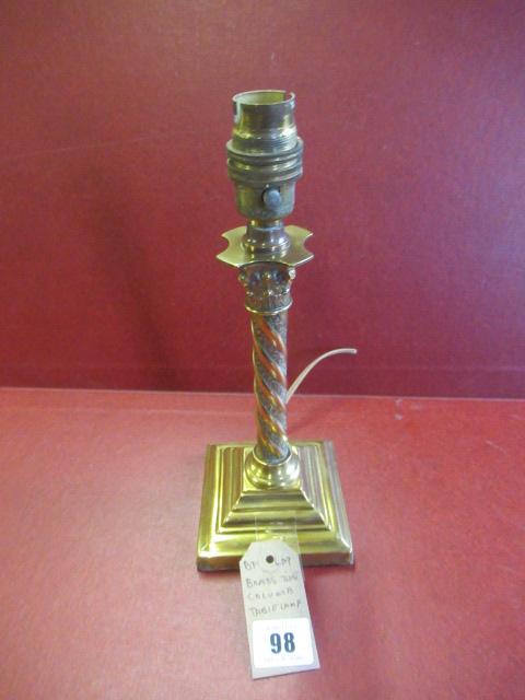 BRASS TWIST COLUMN TABLE LAMP Image