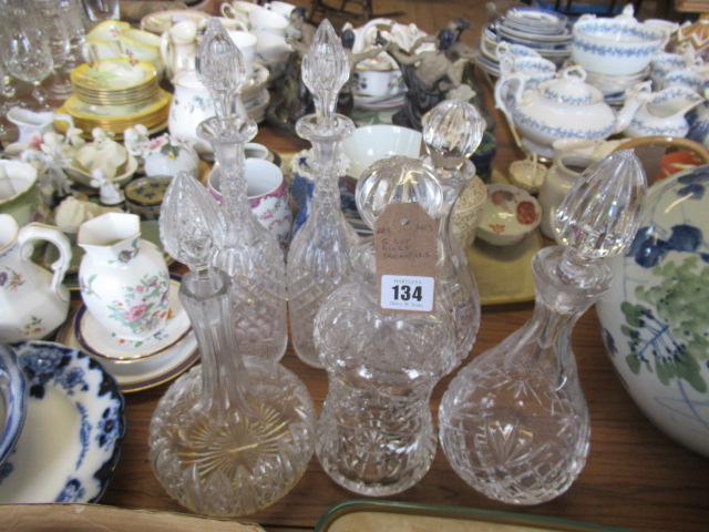 SIX CUT GLASS DECANTERS Image