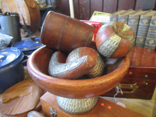 WOODEN BOWL AND OTHER ITEMS Image
