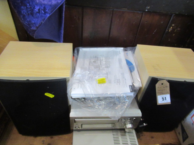 DENON MUSIC SYSTEM AND PAIR OF WHARFEDALE SPEAKERS Image