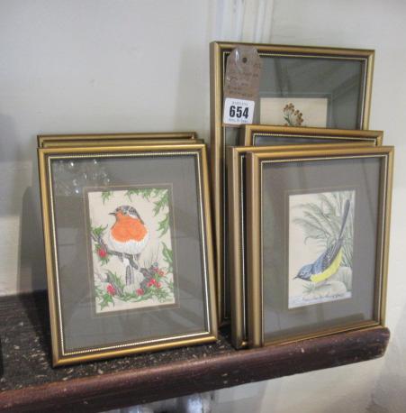 SEVEN FRAMED WOVEN BIRD PICTURES Image