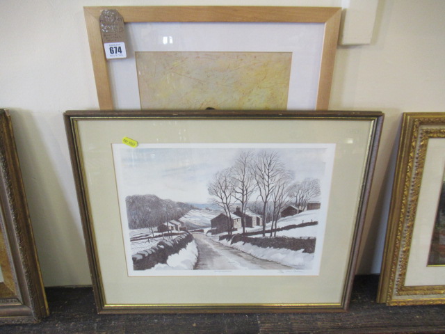 SIGNED WINTER IN WHARFEDALE PRINT AND ANOTHER Image