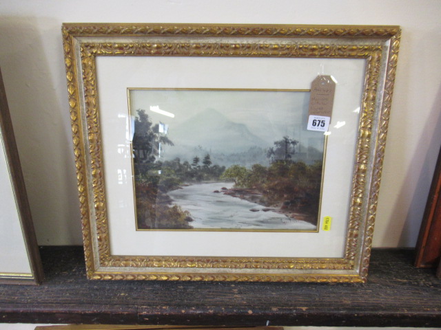 RIVER SCENE WATERCOLOUR SIGNED M ORTUZAR (?) Image