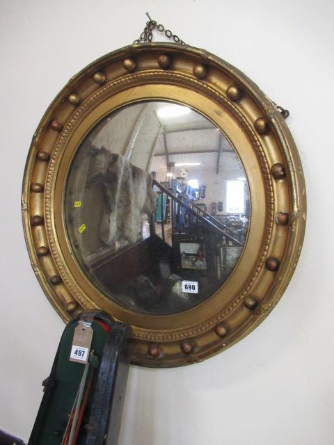 19TH CENTURY GILT FRAMED CONVEX MIRROR Image