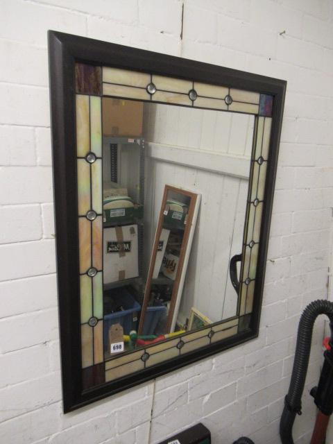 MIRROR WITH COLOURED GLASS BORDER Image