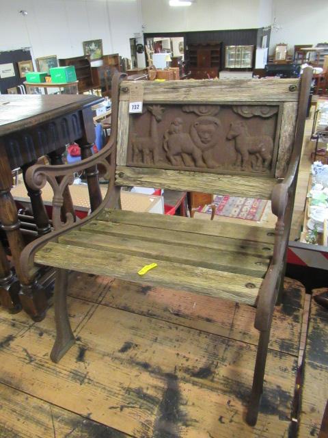 CHILDS WOOD AND CAST IRON GARDEN SEAT Image