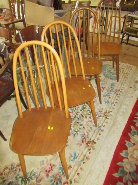FOUR ERCOL STYLE DINING CHAIRS Image