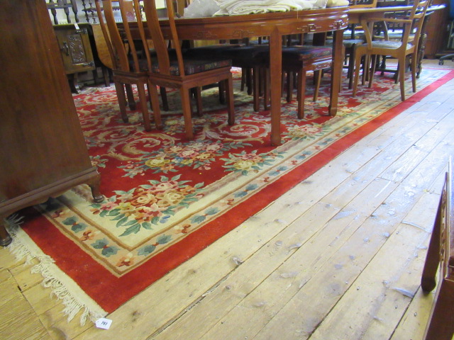 LARGE RED PATTERNED WOOL RUG APPROX 15FT X 12 FT Image