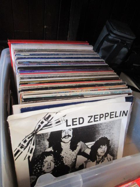 BOX OF LP RECORDS INCLUDING BEATLES AND JIMI HENDRIX ETC Image