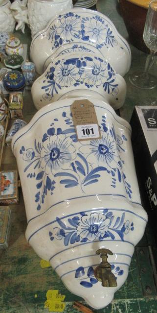 SPANISH BLUE AND WHITE WALL POCKETS AND WATER DISPENSER Image