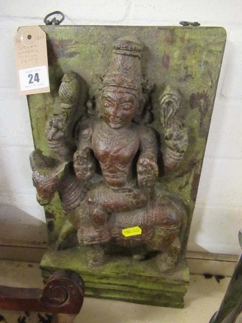 CARVED WOOD INDIAN DEITY Image