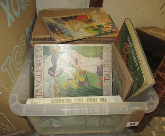 BOX OF VINTAGE CHILDRENS ILLUSTRATED BOOKS INCLUDING 1946 RUPERT BOOK Image