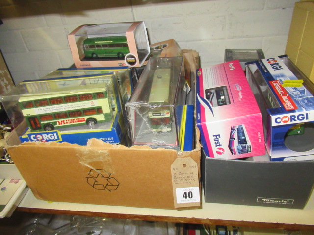 TWO BOXES OF BOXED CORGI AND OTHER DIECAST BUSES Image