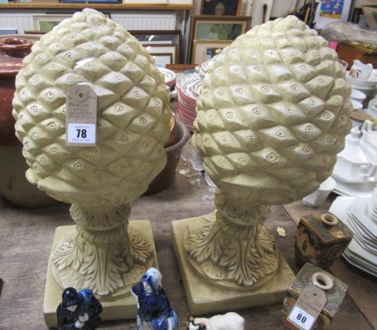 PAIR OF LARGE COMPOSITE PINEAPPLES Image