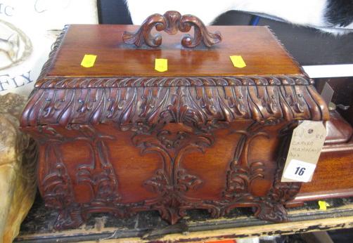 CARVED MAHOGANY BOX Image