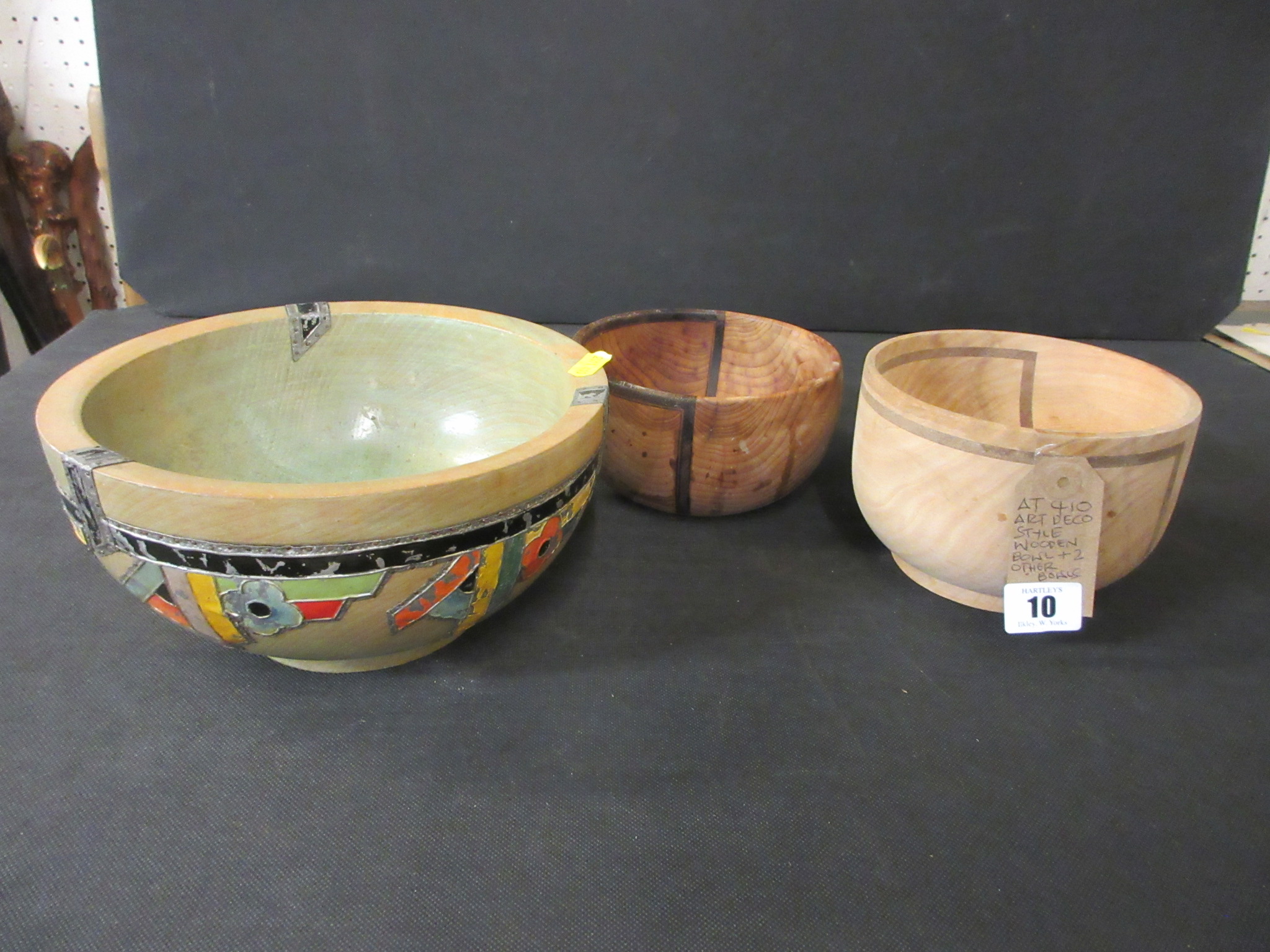 ART DECO STYLE WOODEN BOWL AND TWO OTHERS Image