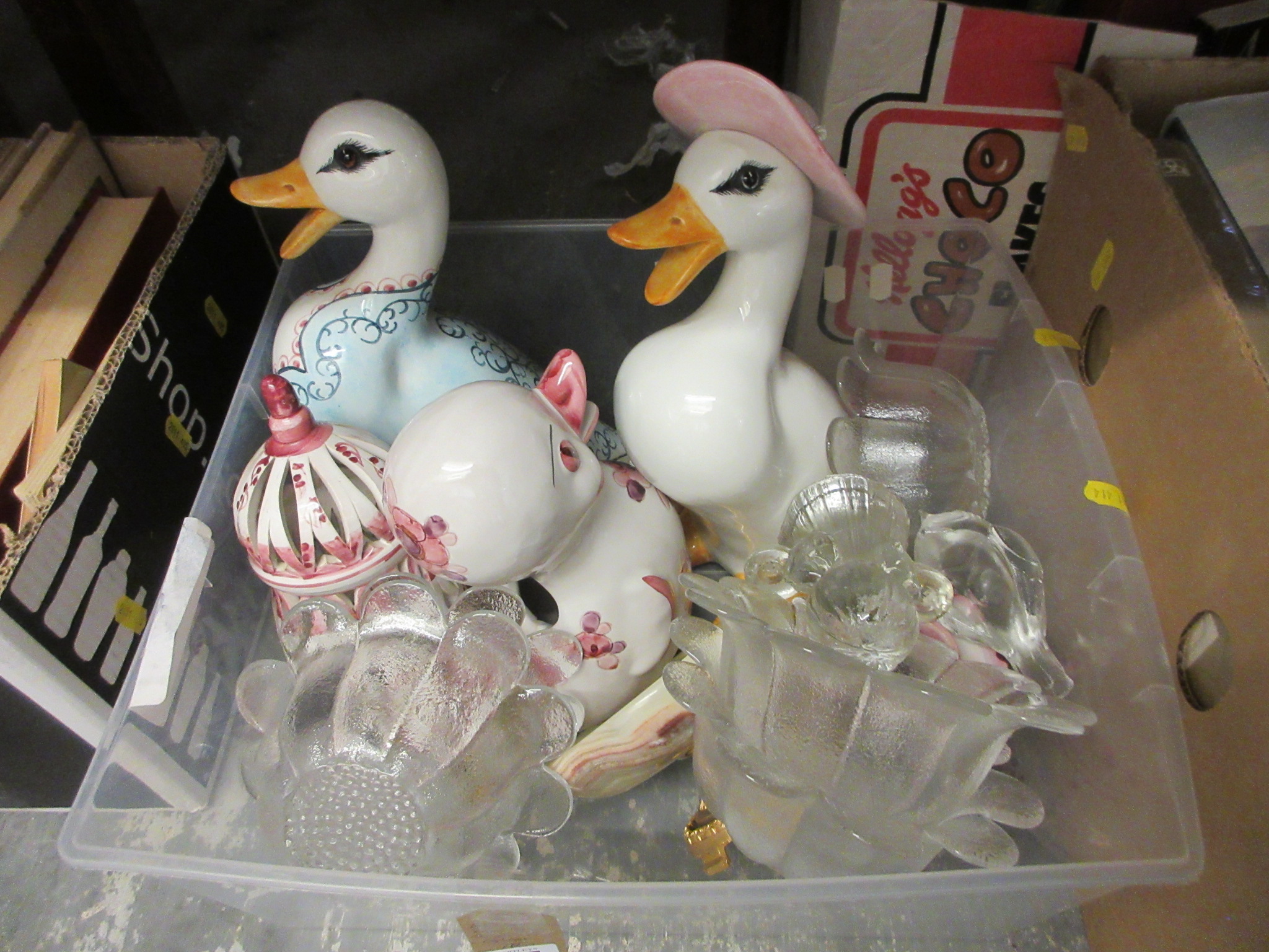 BOX OF CERAMICS AND GLASS Image