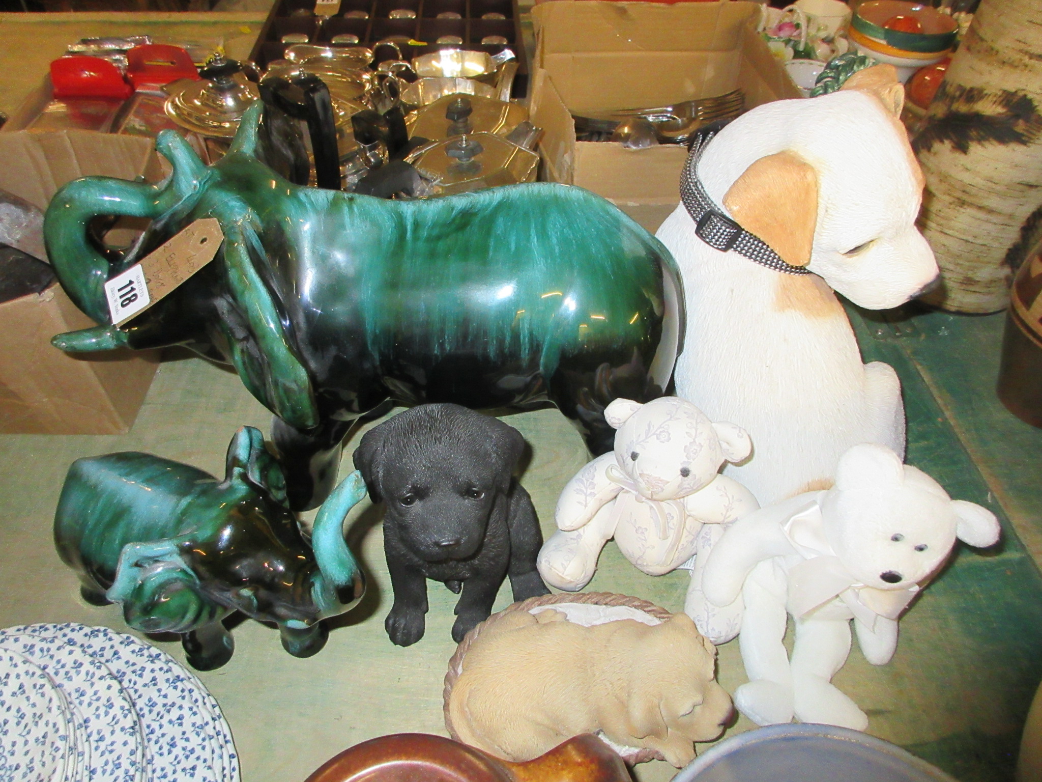 TWO ELEPHANTS THREE DOGS AND TWO BEARS Image