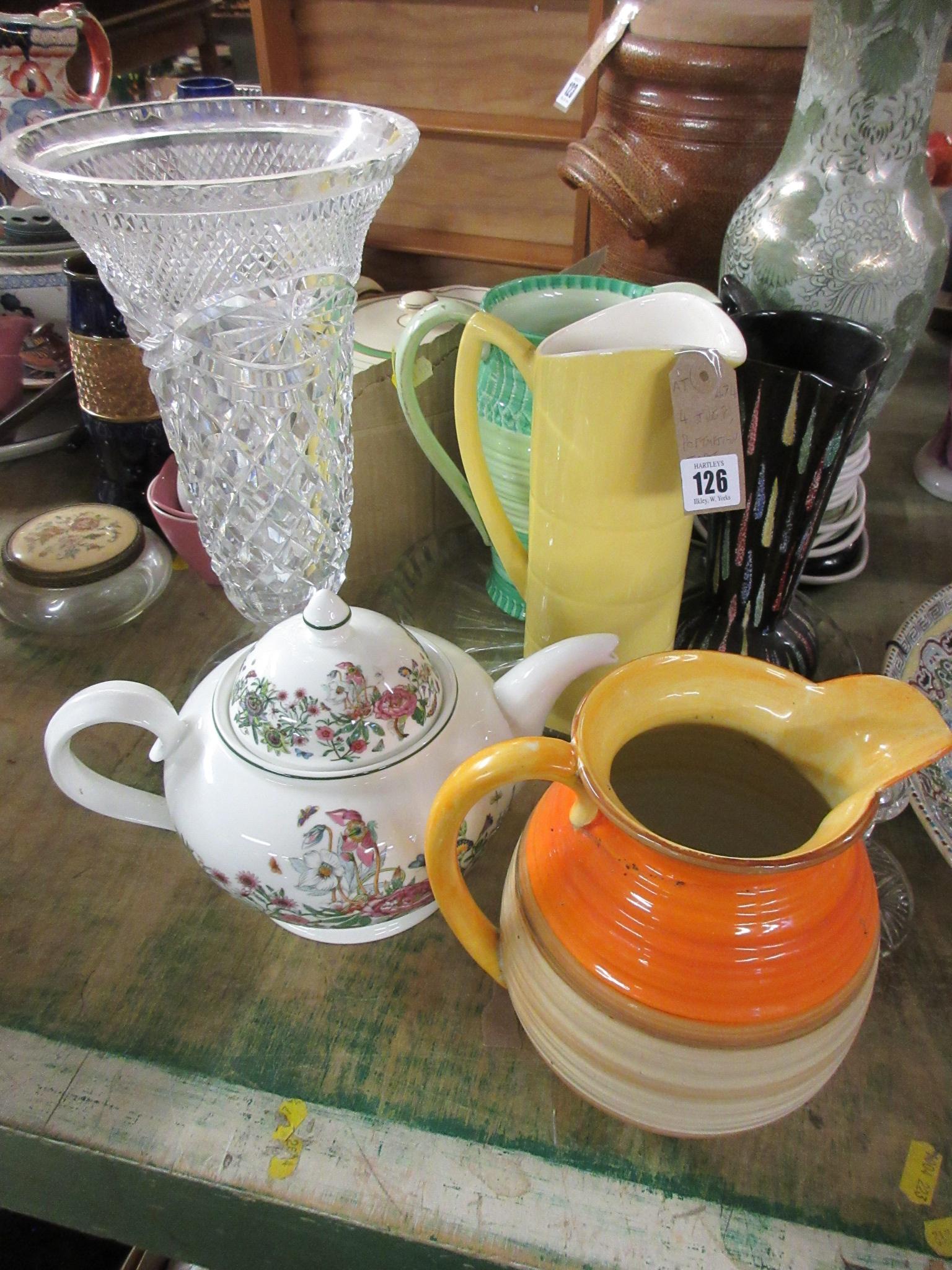 FOUR JUGS PORTMEIRION TEAPOT AND QUANTITY OF GLASS Image