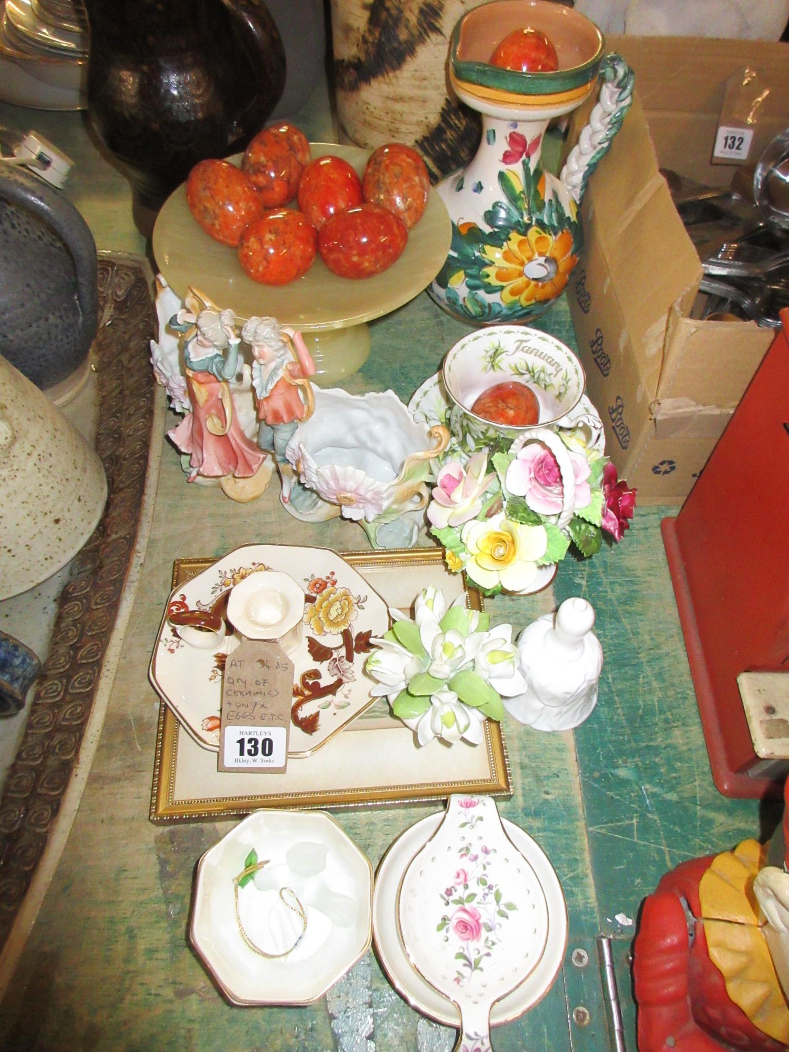 QUANTITY OF CERAMICS AND ONYX EGGS ETC Image
