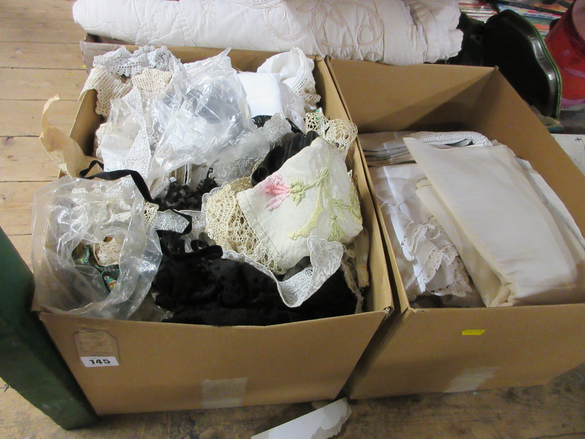 TWO BOXES OF LINEN ETC Image