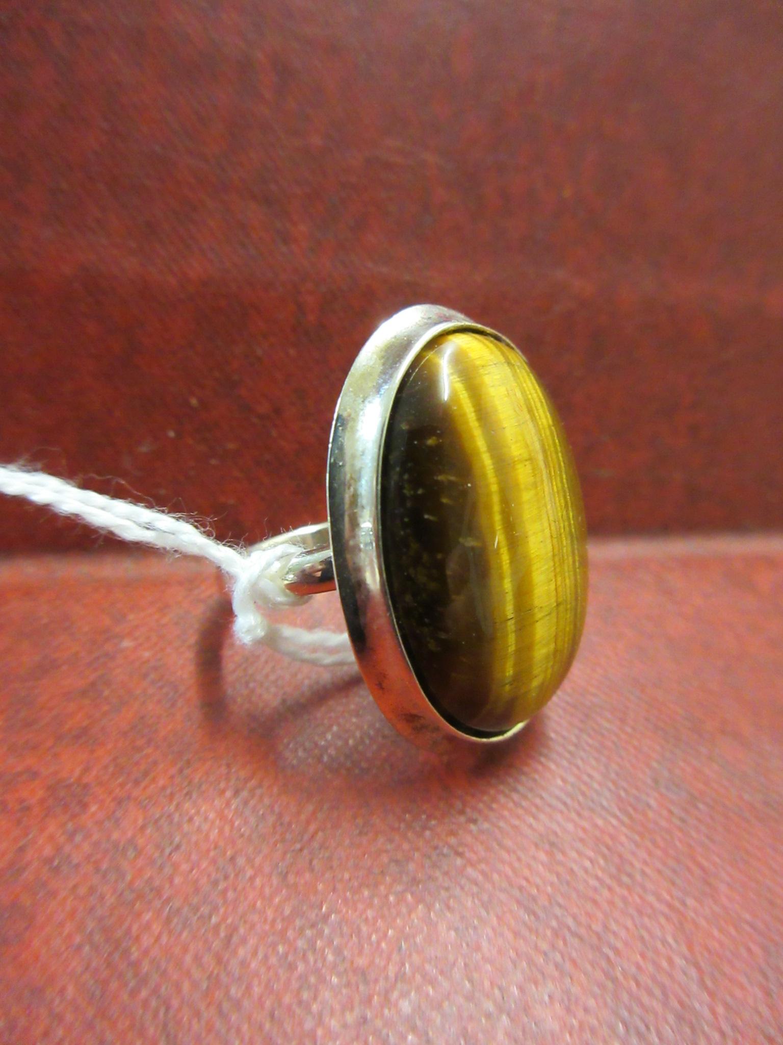 TIGERS EYE SET SILVER RING Image