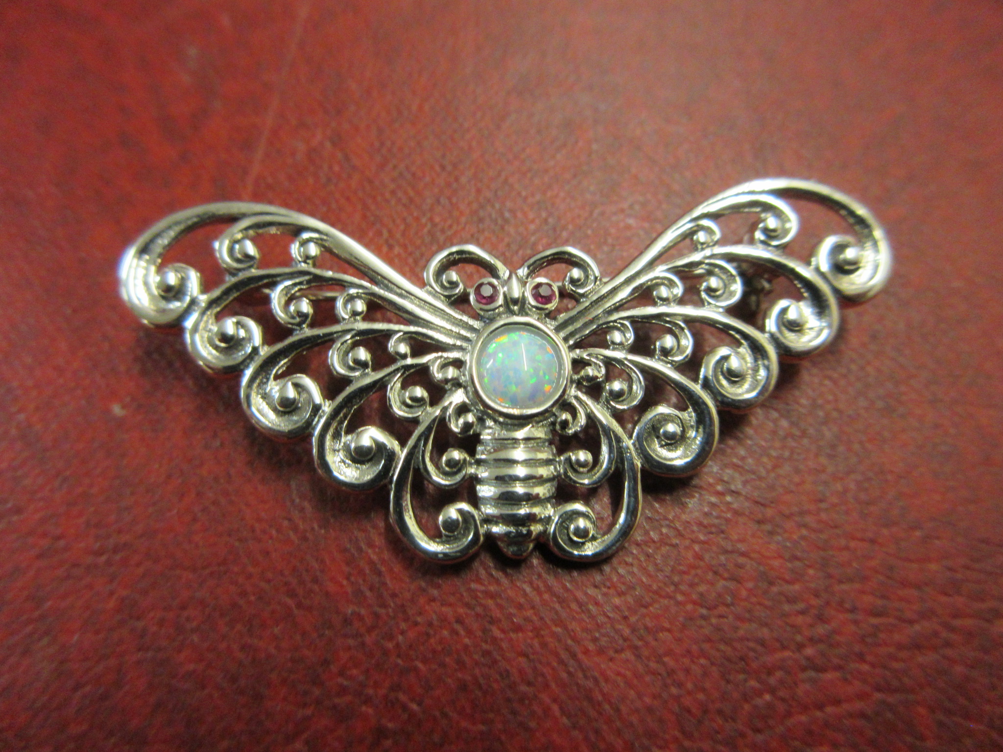 OPAL SET SILVER BUTTERFLY BROOCH Image